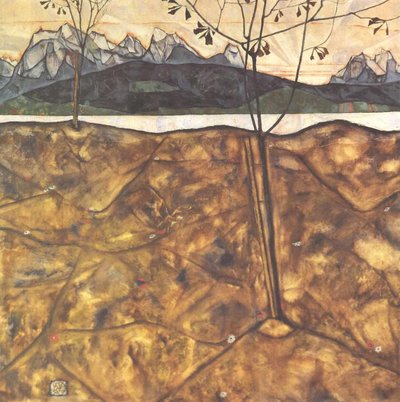 Paysage avec deux arbres - Egon Schiele
